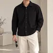 پیراهن مردانه استین بلند ساده کتان کد 100557
