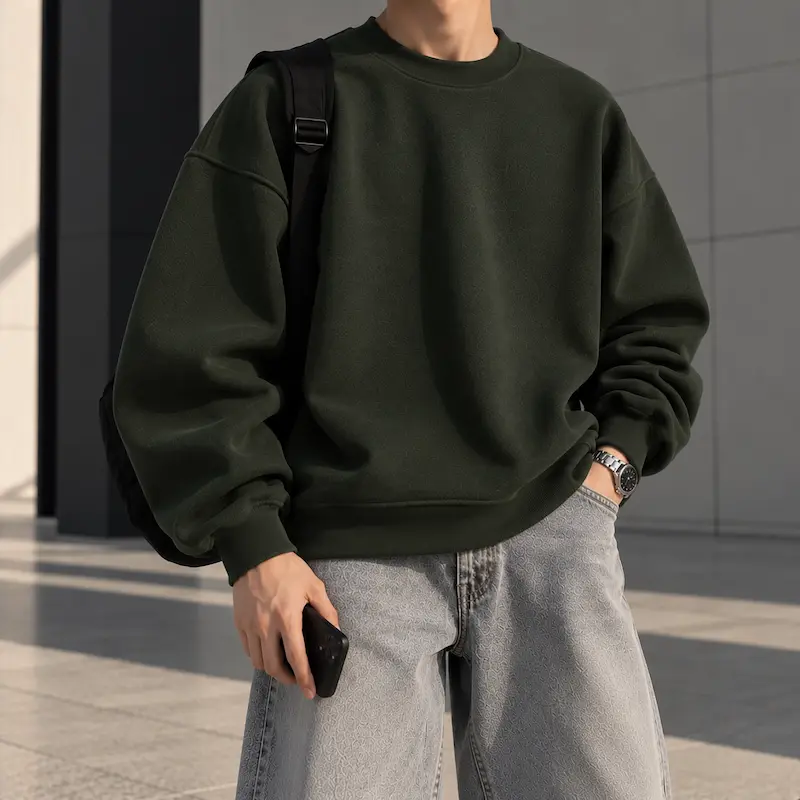 سوییت شرت مردانه دورس اورسایز ساده کد 100838