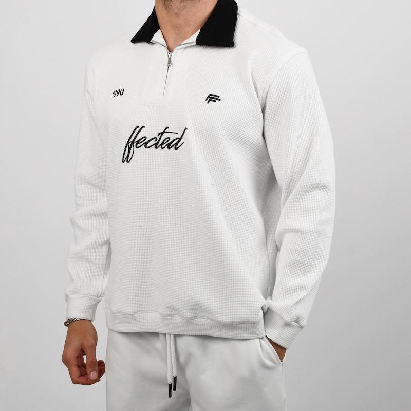 آستین بلند نیم زیپ پارچه بیسکوئیتی کد 300086