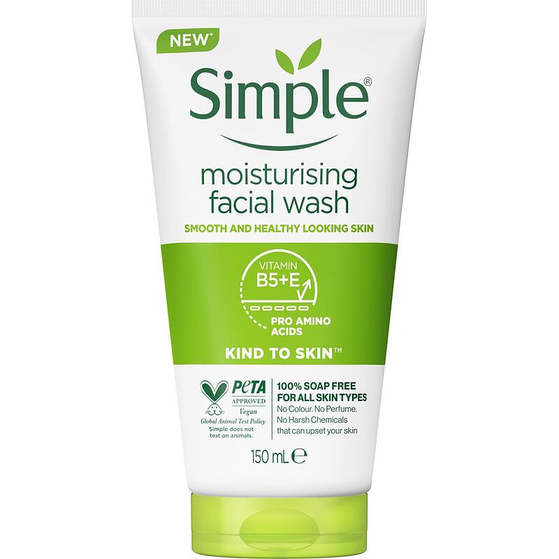 ژل شستشوی پوست خشک و حساس سیمپل | 150 میل  Simple Simple Moisturizing Facial Wash 150 Ml