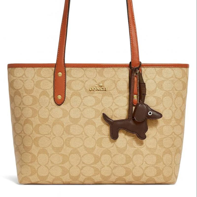 کیف شانه‌ای زنانه جادار طرح مونگرام با آویز سگ مدل CCH-203