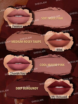 ست رژ جامد 4 عددی مدل امبر رز شیگلم Sheglam Ember Rose Long Lasting Matte Lipstick