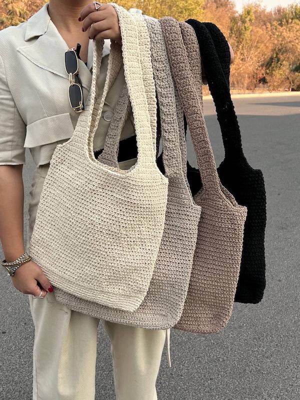 کیف دوشی مکرومه زنانه مدل نور N10