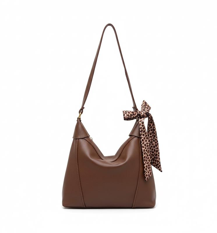 کیف دوشی زنانه چرم مصنوعی مدل Leona bow