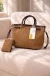 کیف جیر قهوه‌ای زارا مدل Shopper با بند قابل تنظیم
