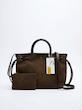 کیف جیر قهوه‌ای زارا مدل Shopper با بند قابل تنظیم