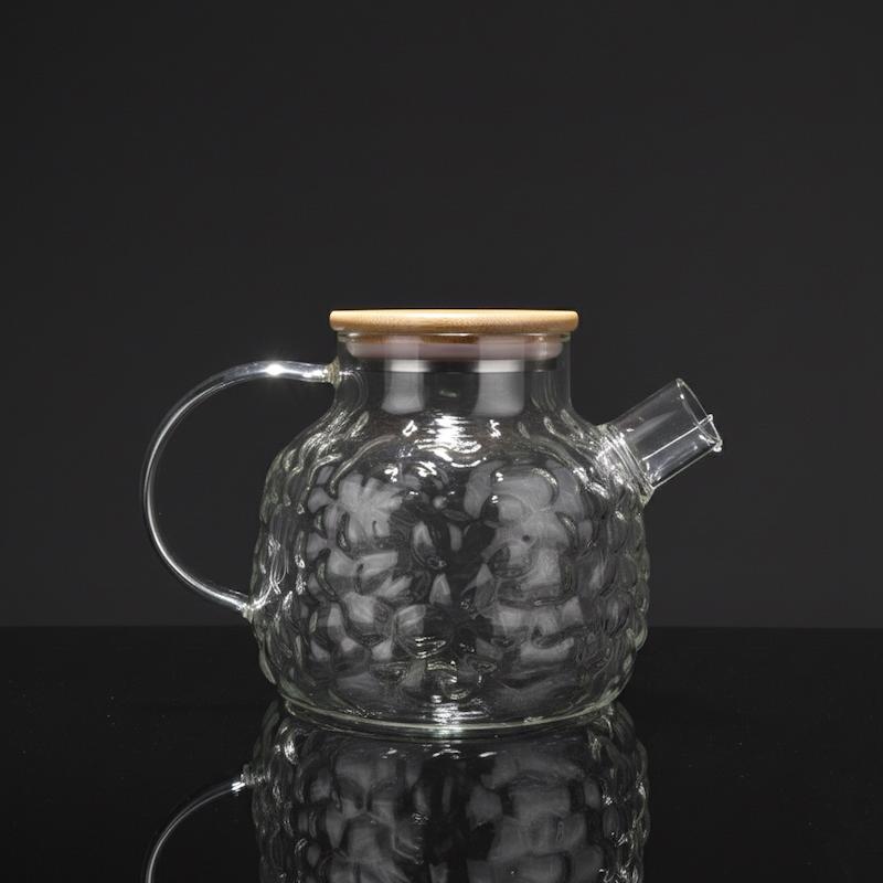 قوری پیرکس طرح حباب با درب بامبو