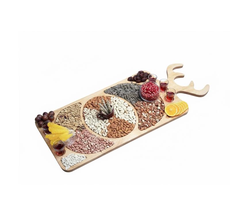 سینی مزه چوبی طرح شاخ گوزنی چندخانه