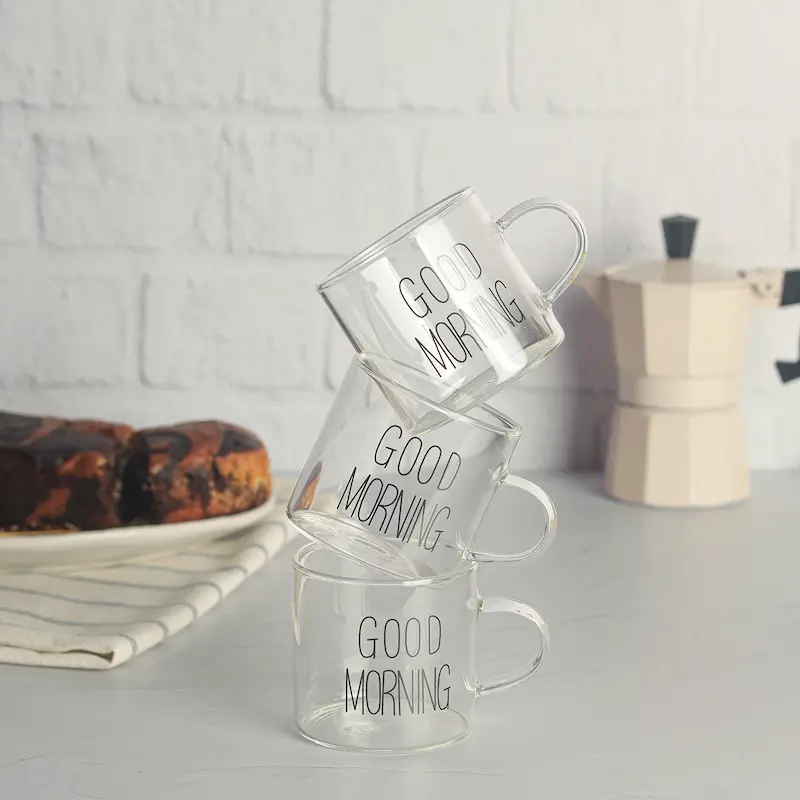 لیوان شات اسپرسو شیشه‌ای Good Morning