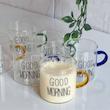لیوان شات اسپرسو شیشه‌ای دسته رنگی Good Morning