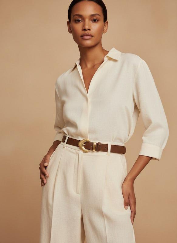 کمربند زنانه سگک هلالی خاص | طراحی کلاسیک مدرن