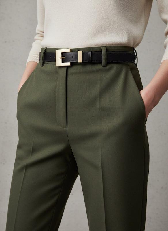 کمربند زنانه سگک مربعی طلایی | عرض استاندارد کلاسیک