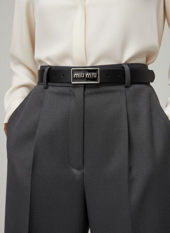 کمربند زنانه عرض ۳ سانت با سگک وارداتی مستطیل MIU MIU