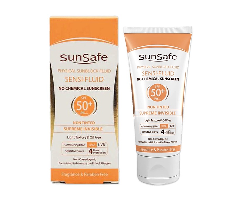 فلوئید ضد آفتاب پوست حساس +SPF 50 سان سیف Sun safe