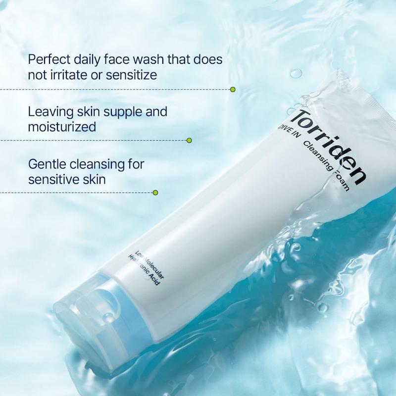 فوم شستشوی آبرسان هیالورونیک اسید کم‌مولکول توریدن مدل Dive In – Torriden Dive In Low Molecular Hyaluronic Acid Cleansing Foam
