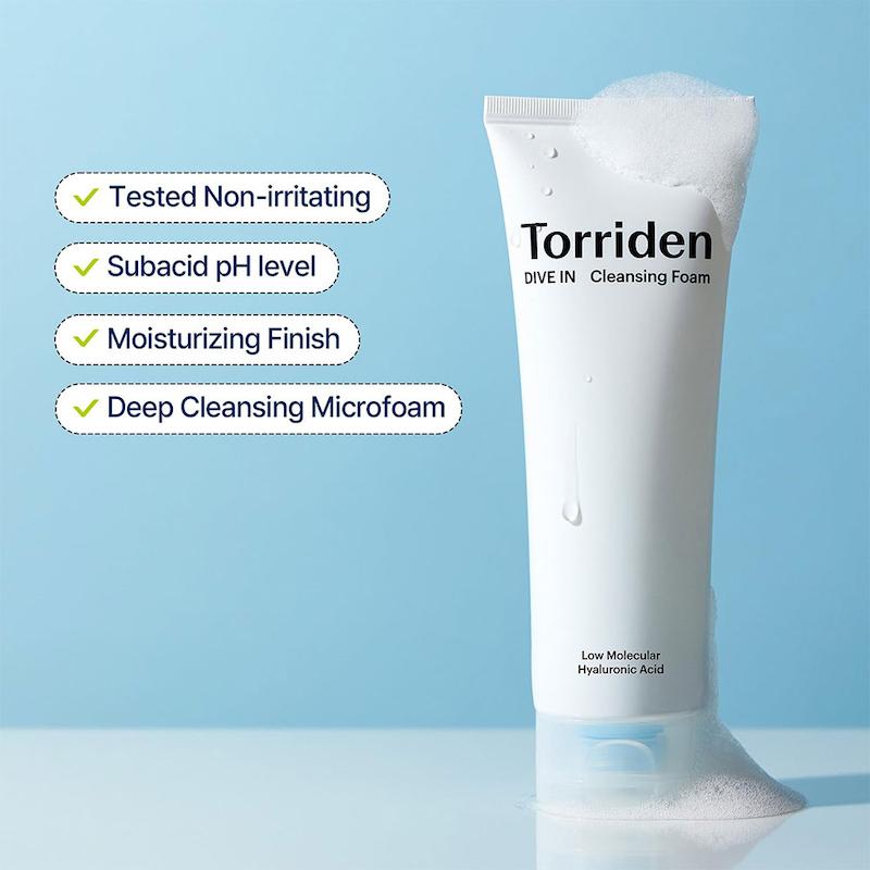فوم شستشوی آبرسان هیالورونیک اسید کم‌مولکول توریدن مدل Dive In – Torriden Dive In Low Molecular Hyaluronic Acid Cleansing Foam