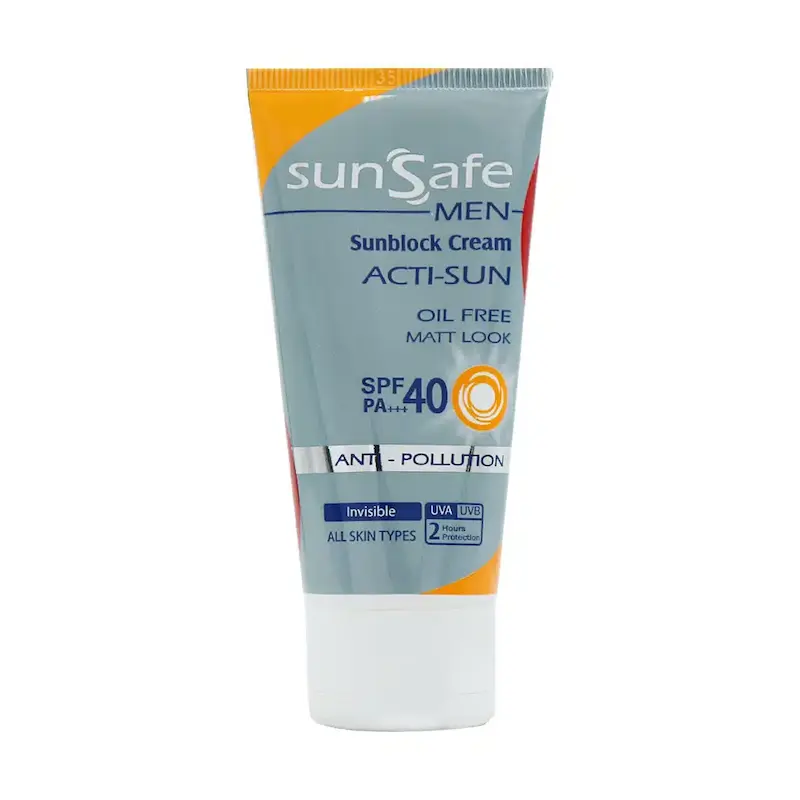 کرم ضد آفتاب فاقد چربی spf40 آقایان سان سیف مناسب برای انواع پوست 50 گرم