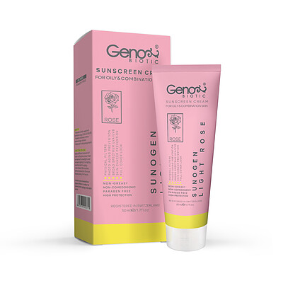 کرم ضد آفتاب SPF50 سانوژن پوست چرب و مختلط ژنوبایوتیک Geno