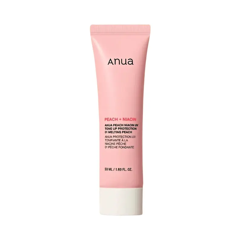 ضدآفتاب و کرم تون‌آپ هلو و نیاسینامید آنوا مدل Peach Niacin UV Tone Up Protection SPF50+ PA++++ شماره 01 Melting Peach حجم 50ml 