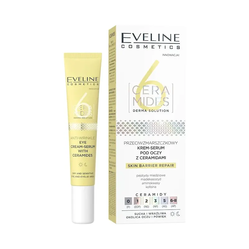 کرم‌سرم ضدچروک دور چشم اولاین 6 Ceramides | Eveline 6 Ceramides Anti-Wrinkle Eye Cream-Serum 20ml
