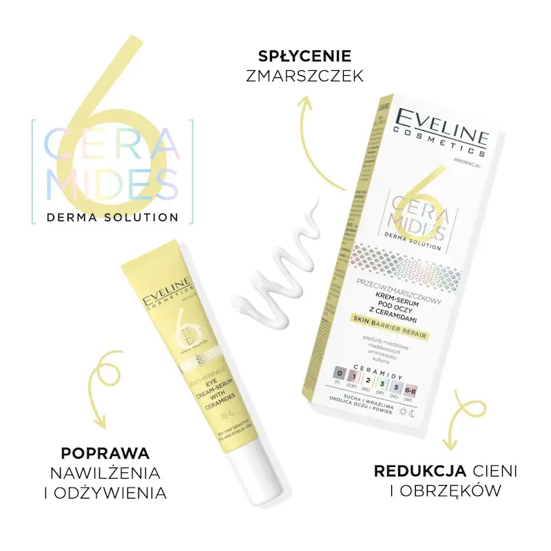 کرم‌سرم ضدچروک دور چشم اولاین 6 Ceramides | Eveline 6 Ceramides Anti-Wrinkle Eye Cream-Serum 20ml
