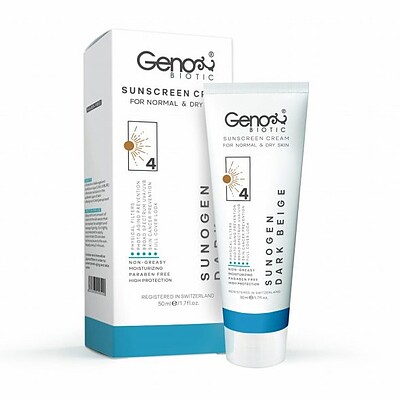 کرم ضد آفتاب پوست خشک تنوع رنگی سانوژن SPF50 ژنوبایوتیک Geno