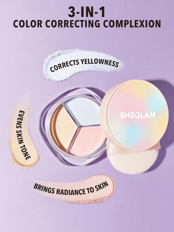 پودر فیکس رادیانس سه رنگ ۳ در ۱ شیگلم,     Radiance Ring 3-In-1 Correcting Setting Powder SHEGLAM