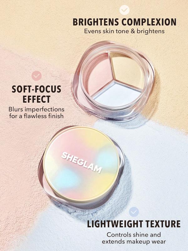 پودر فیکس رادیانس سه رنگ ۳ در ۱ شیگلم,     Radiance Ring 3-In-1 Correcting Setting Powder SHEGLAM