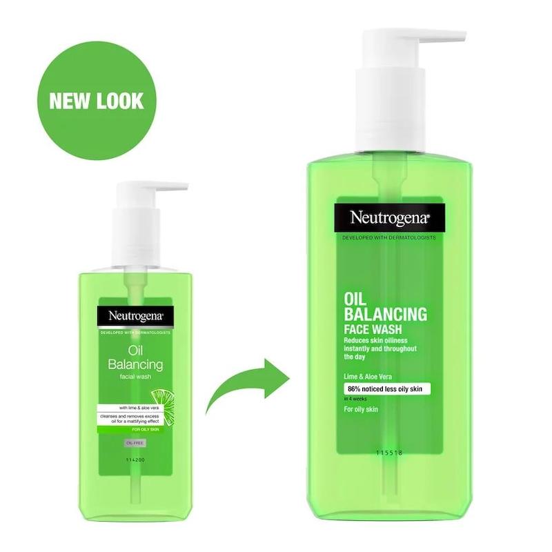 Neutrogena, Oil-Free Acne Wash with Lemon and Aloe Vera – ژل شستشوی صورت لیمو و آلوئه‌ورا نوتروژینا،