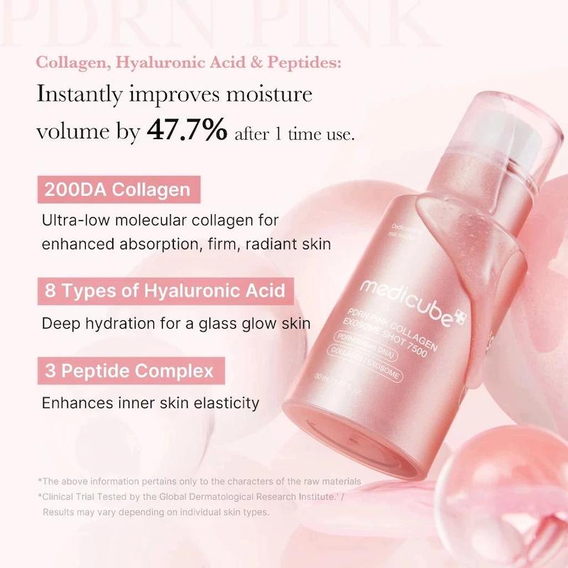شات بازسازی و لیفتینگ حرفه‌ای مدیکیوب، | Medicube PDRN Pink Collagen Exosome Shot 7500