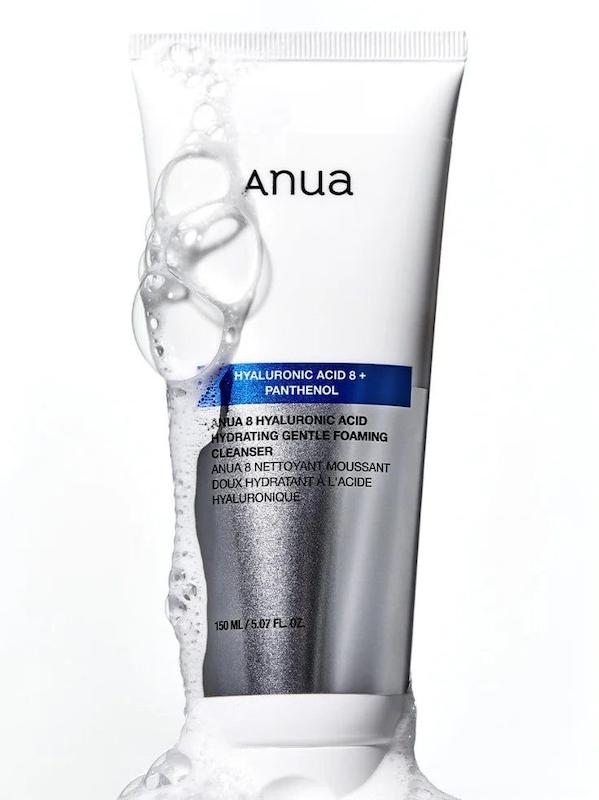  فوم شوینده صورت آنا، با 8 نوع هیالورونیک اسید و پانتنول  Anua 8 Hyaluronic Acid + Panthenol Hydrating Gentle Foaming Cleanser