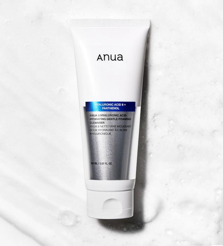  فوم شوینده صورت آنا، با 8 نوع هیالورونیک اسید و پانتنول  Anua 8 Hyaluronic Acid + Panthenol Hydrating Gentle Foaming Cleanser