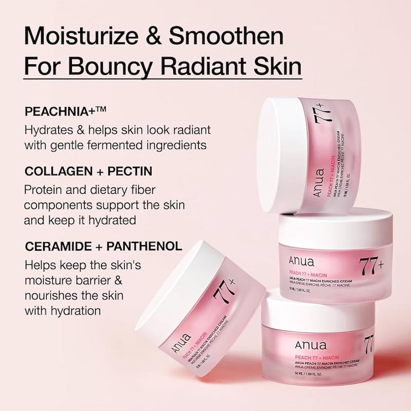کرم روشن‌کننده و مغذی آنوآ، با عصاره هلو و نیاسینامید –  Anua, Peach 77 + Niacin Enriched Cream