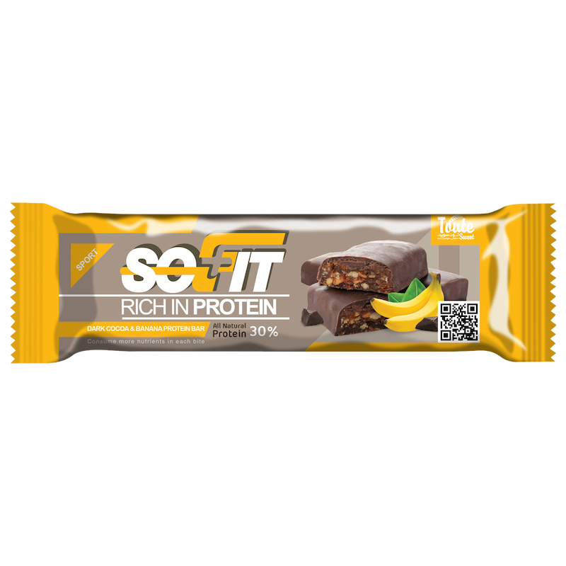 پروتیین بار شکلات تلخ با موز