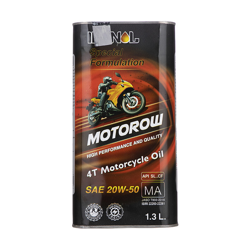 روغن موتور سیکلت ایرانول موتورو مدل MOTOROW 20W-50 حجم 1.3 لیتر