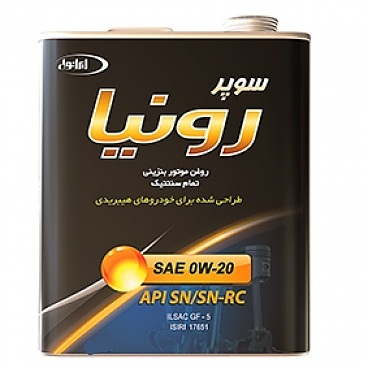 روغن موتور ایرانول سوپر رونیا 0W-20 حجم 4 لیتر