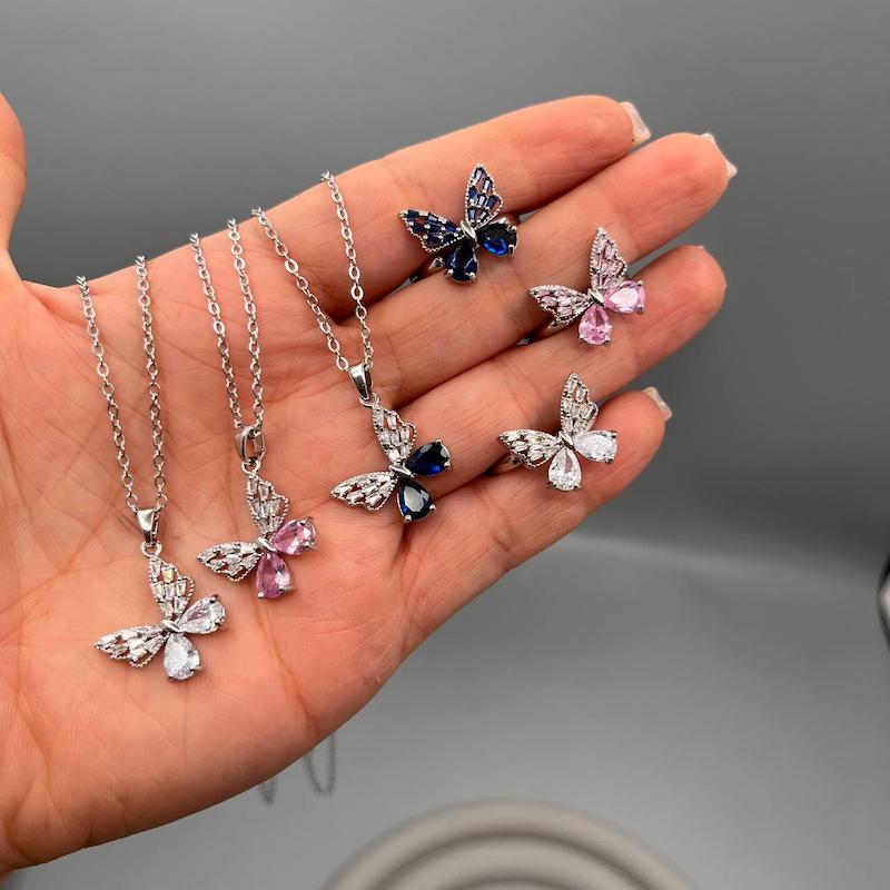 ست انگشترو گردنبند پروانه 