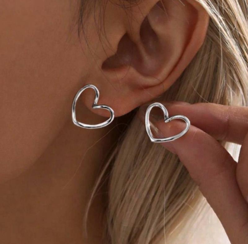 گوشواره قلب دفرمه نقره ای