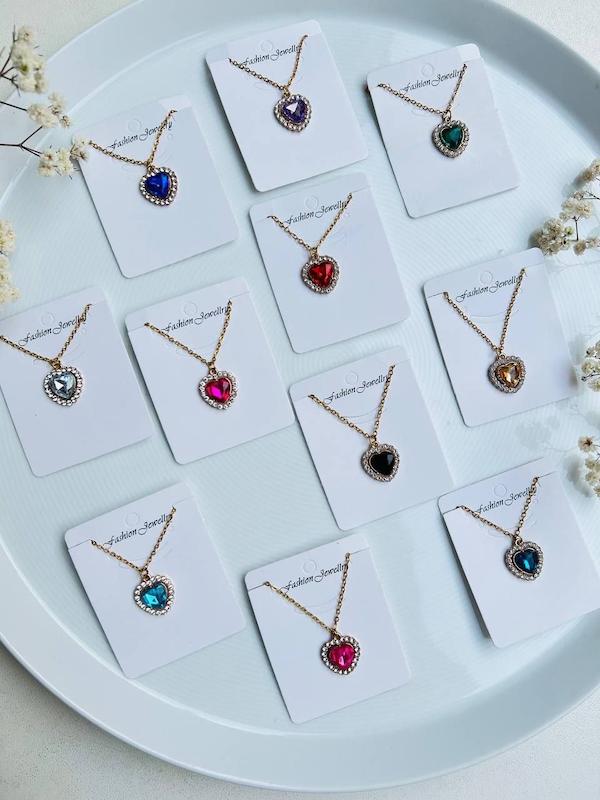 گردنبند قلب نگین دار