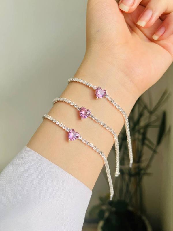 دستبند جواهری قلب صورتی