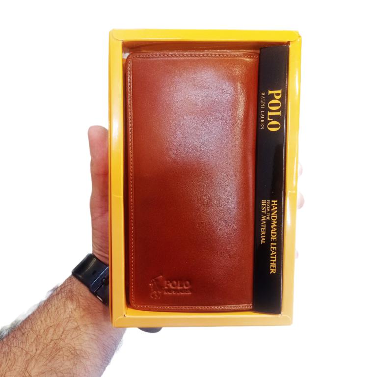 کیف پول چرم طبیعی کتیpolo (جا موبایل دار)-کد2