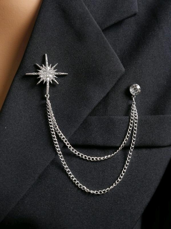 پین زنجیردار ستاره و نگین