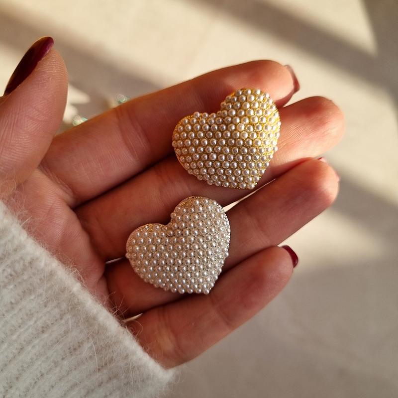 سنجاق سینه قلب مروارید ریز