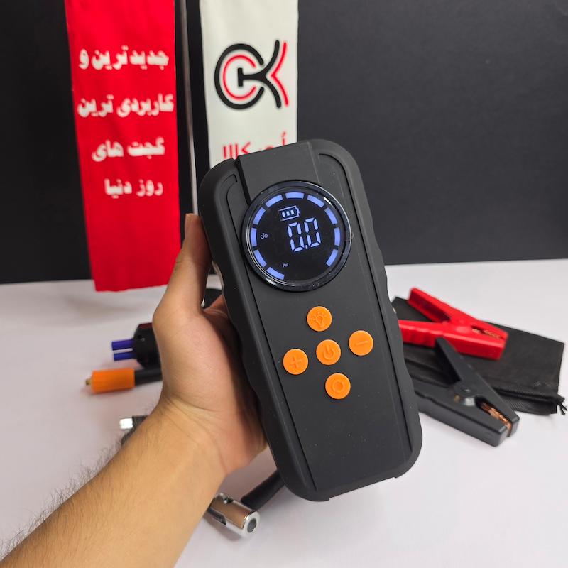 جامپ استارتر و پمپ باد چهارکاره همراه با کیف قابل حمل