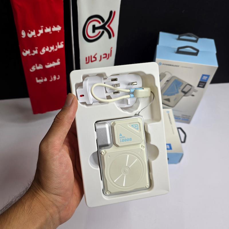 پاوربانک وایرلس و شارژر دیواری 10,000 پاورلوژی مدل POWEROLOGY PP080