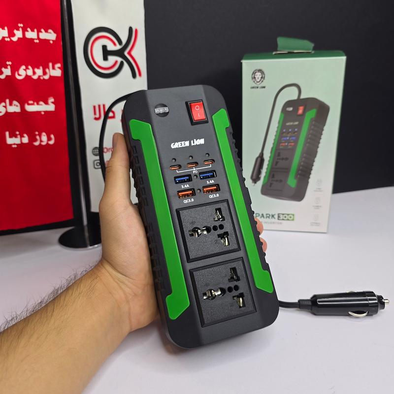 اینورتر فندکی خودرو 300 وات گرین لاین مدل SPARK-300