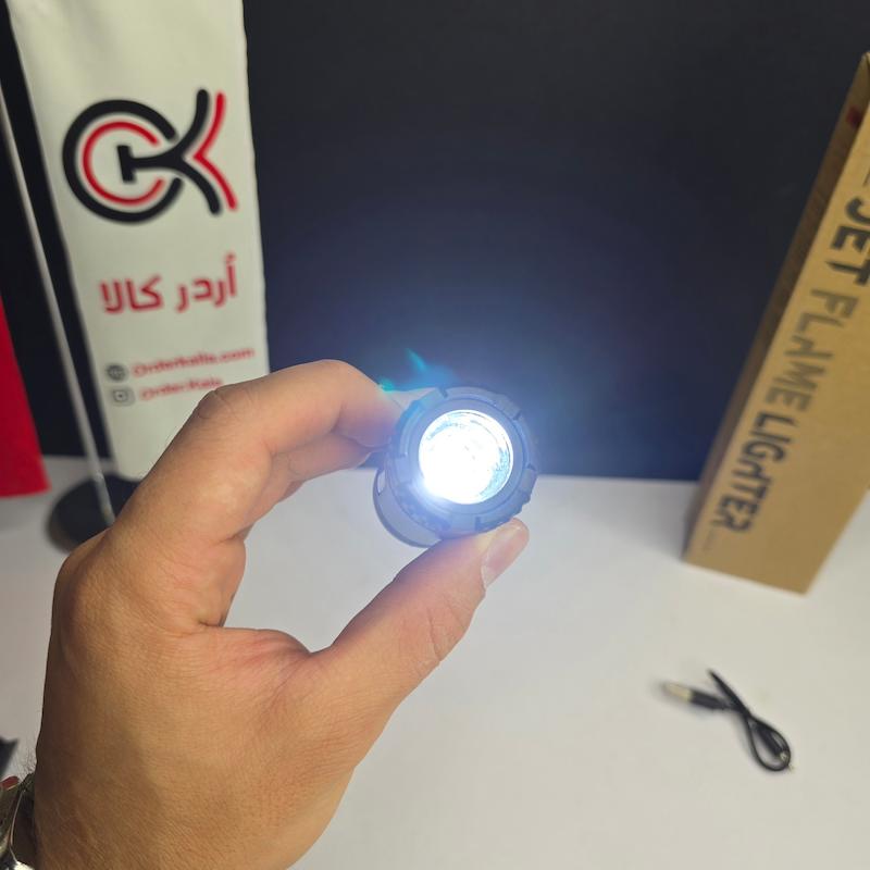 فندک اتمی توربو شعله بلند با چراغ LED و دسته تلسکوپی