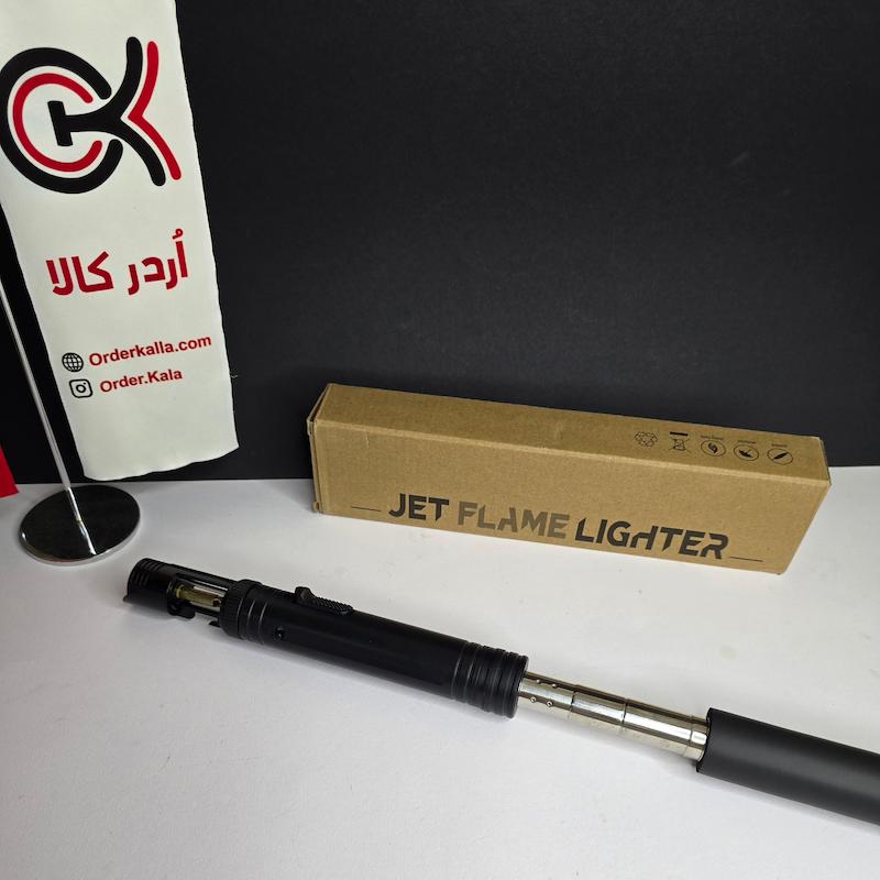 فندک اتمی توربو شعله بلند با چراغ LED و دسته تلسکوپی