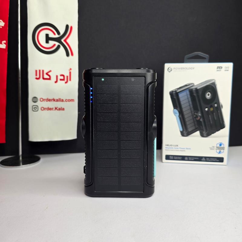 پاوربانک خورشیدی ۲۰،۰۰۰ پاورولوژی مدل Powerology Helio Lux MagSafe Solar Power Bank