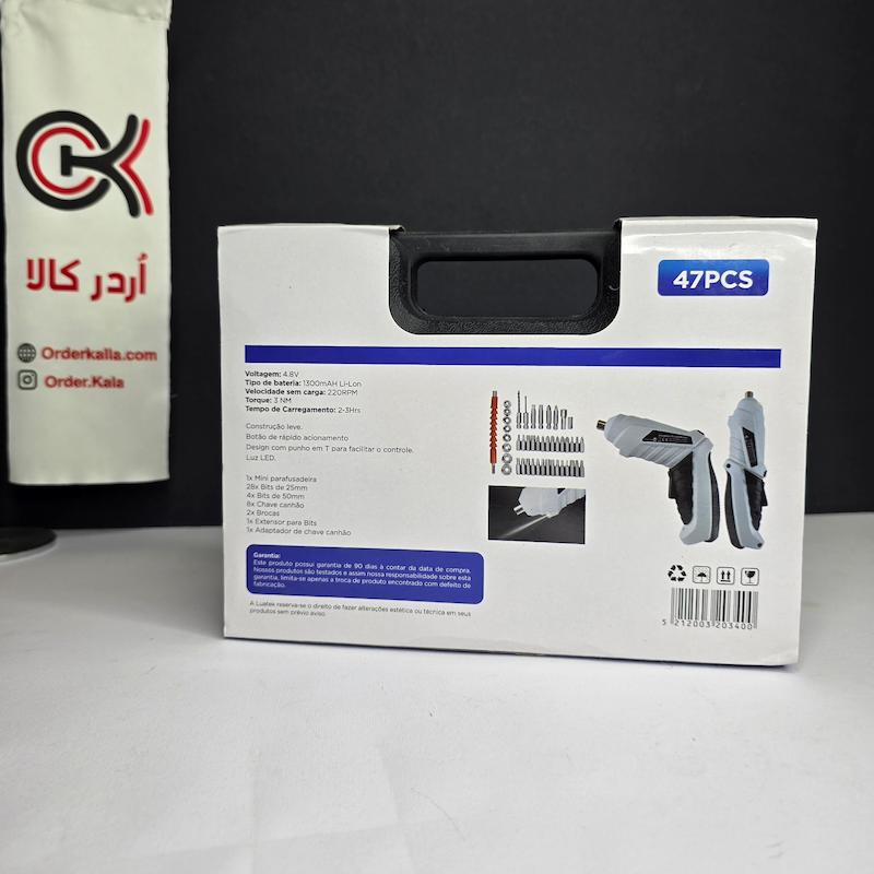 ست پیچگوشتی و دریل شارژی ۴۷ تکه با کیف قابل حمل